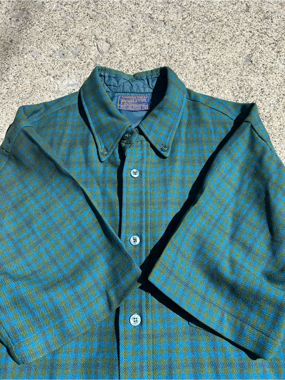 Vintage 90’s Pendleton Men's Green & Blue Plaid Button-Down Jacket